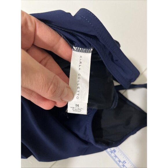 Karla Colletto Navy Blue & Black One Piece Zip Bathing Suit Women's Size 6 - Picture 6 of 9